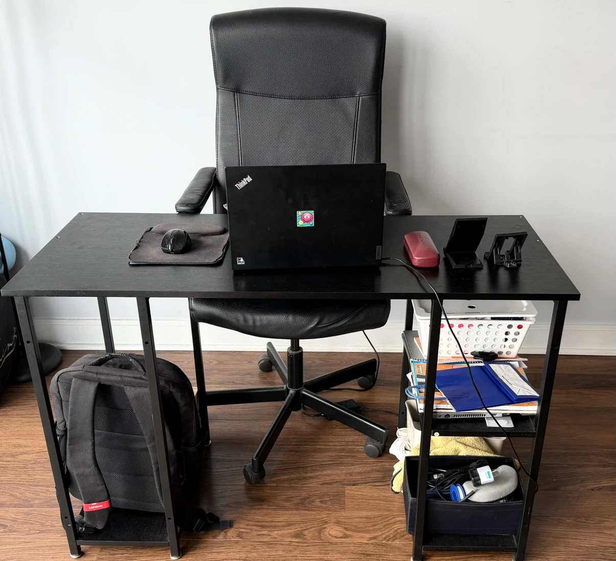 Black Computer Desk with Side Shelves - Available on 30th Oct