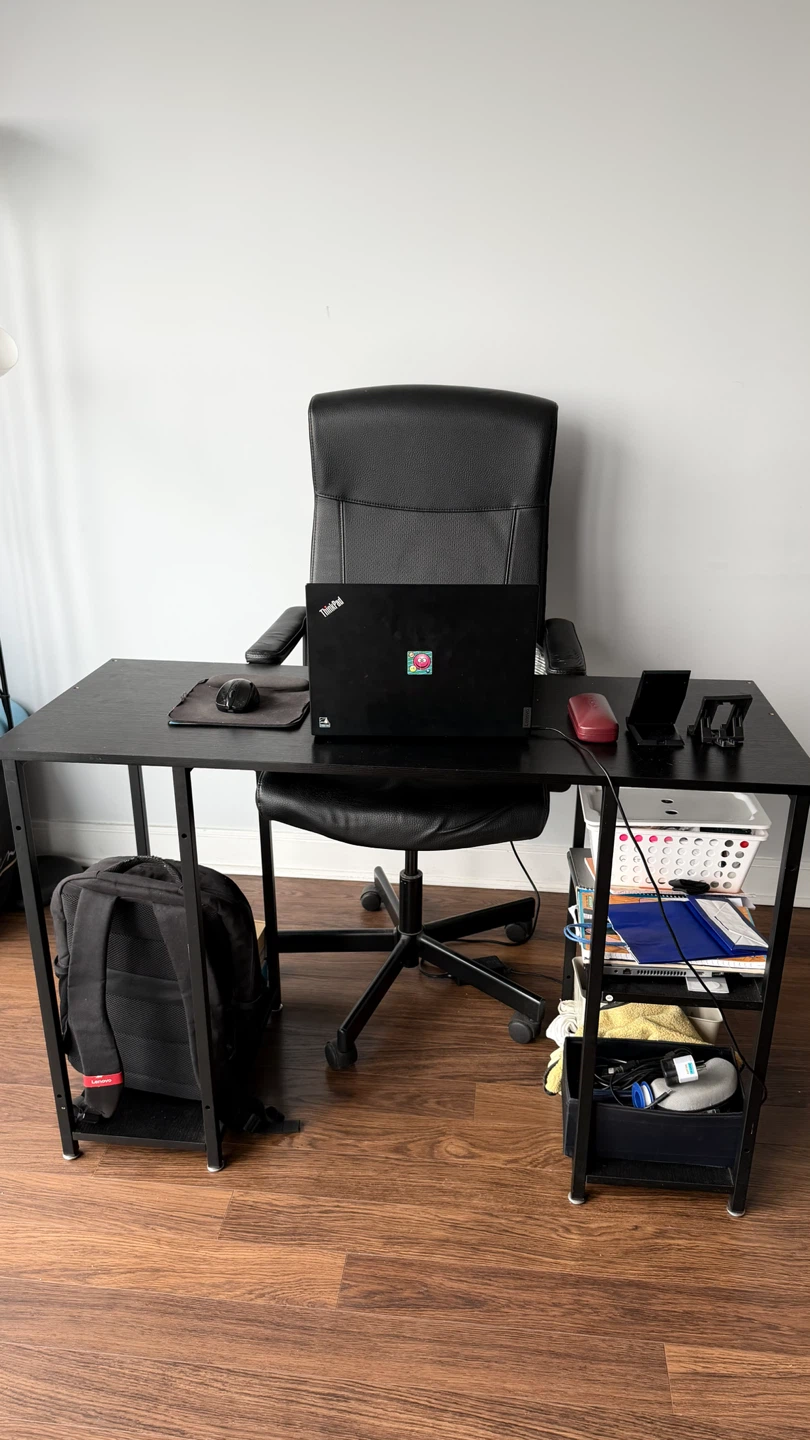 Black Computer Desk with Side Shelves - Available on 30th Oct - photo 2