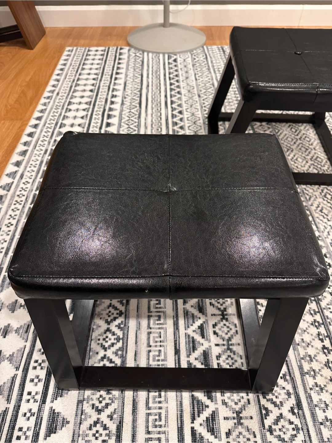 Set of Wooden Stools with cushioned top