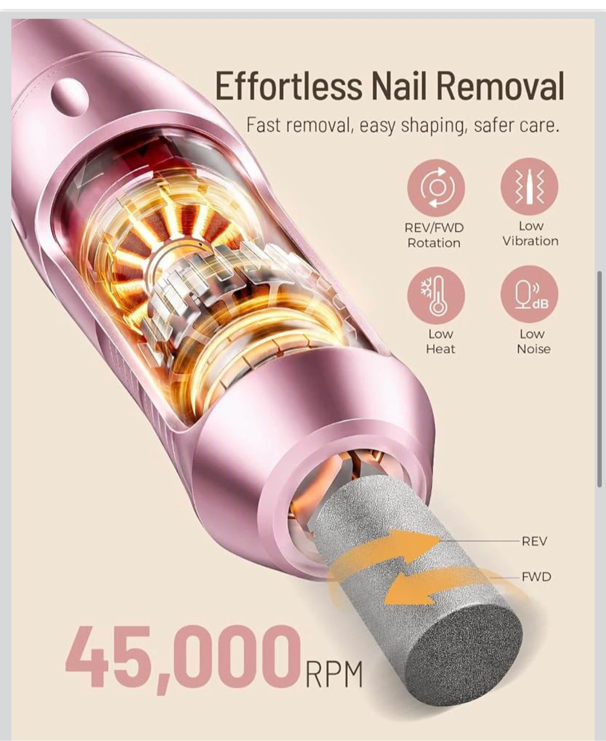 Professional Electric Nail Drill 45000 RPM - photo 3