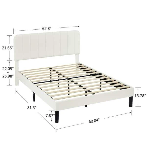 Upholstered Bed, White Queen Bed