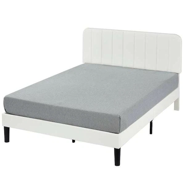 Upholstered Bed, White Queen Bed - photo 3