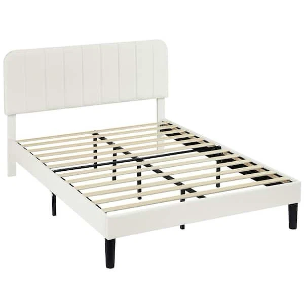Upholstered Bed, White Queen Bed - photo 5