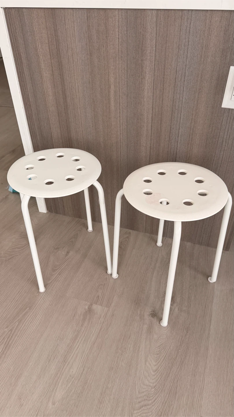 Two IKEA Marius White Stools - photo 3