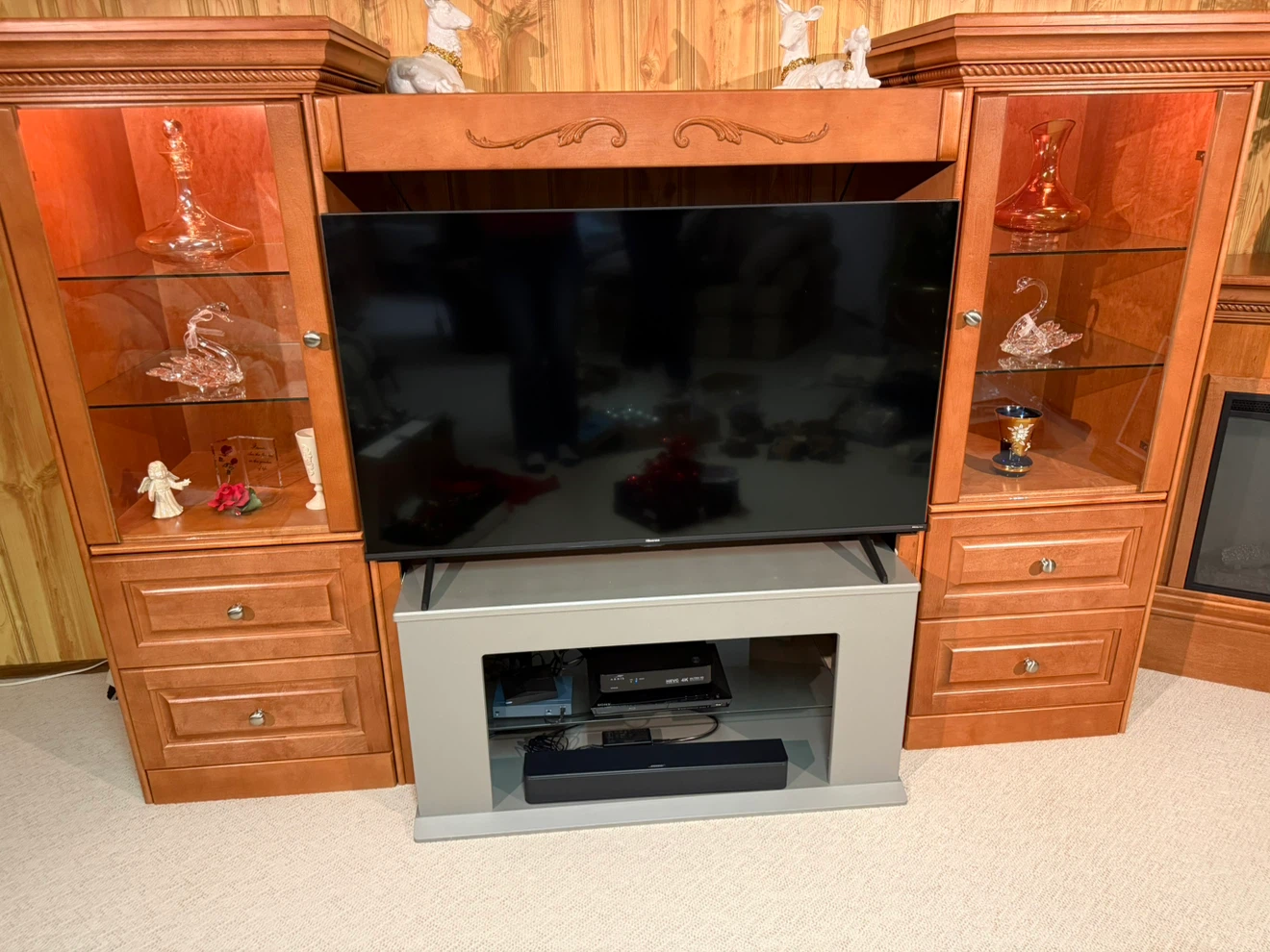 Solid Maple Wall Unit – Entertainment Centre & Display Cabinets