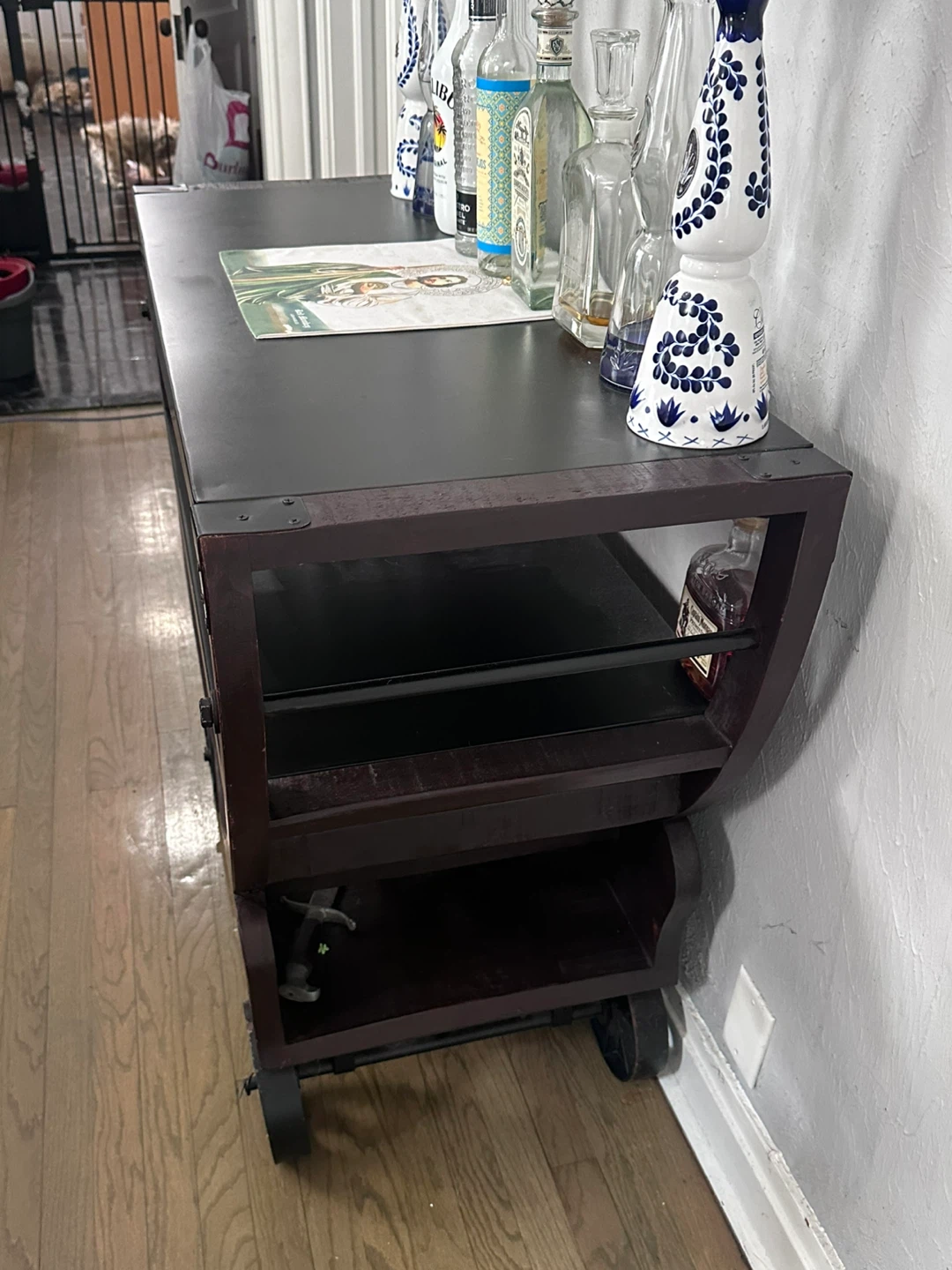 Industrial Style Bar Cart with Wine Rack - photo 3
