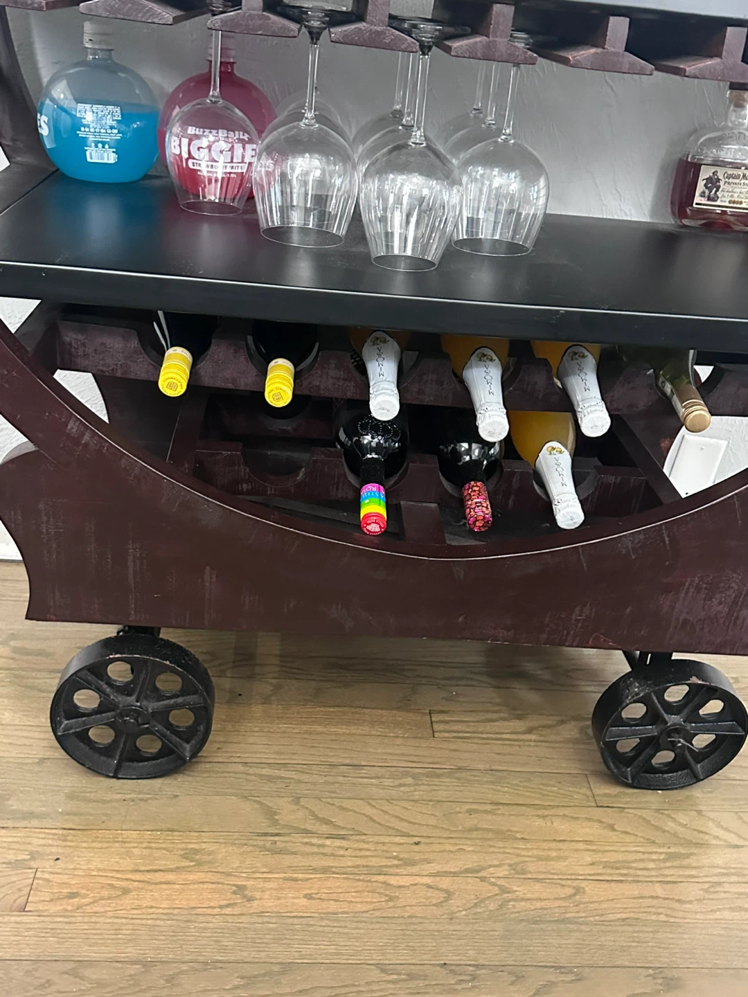 Industrial Style Bar Cart with Wine Rack - photo 5