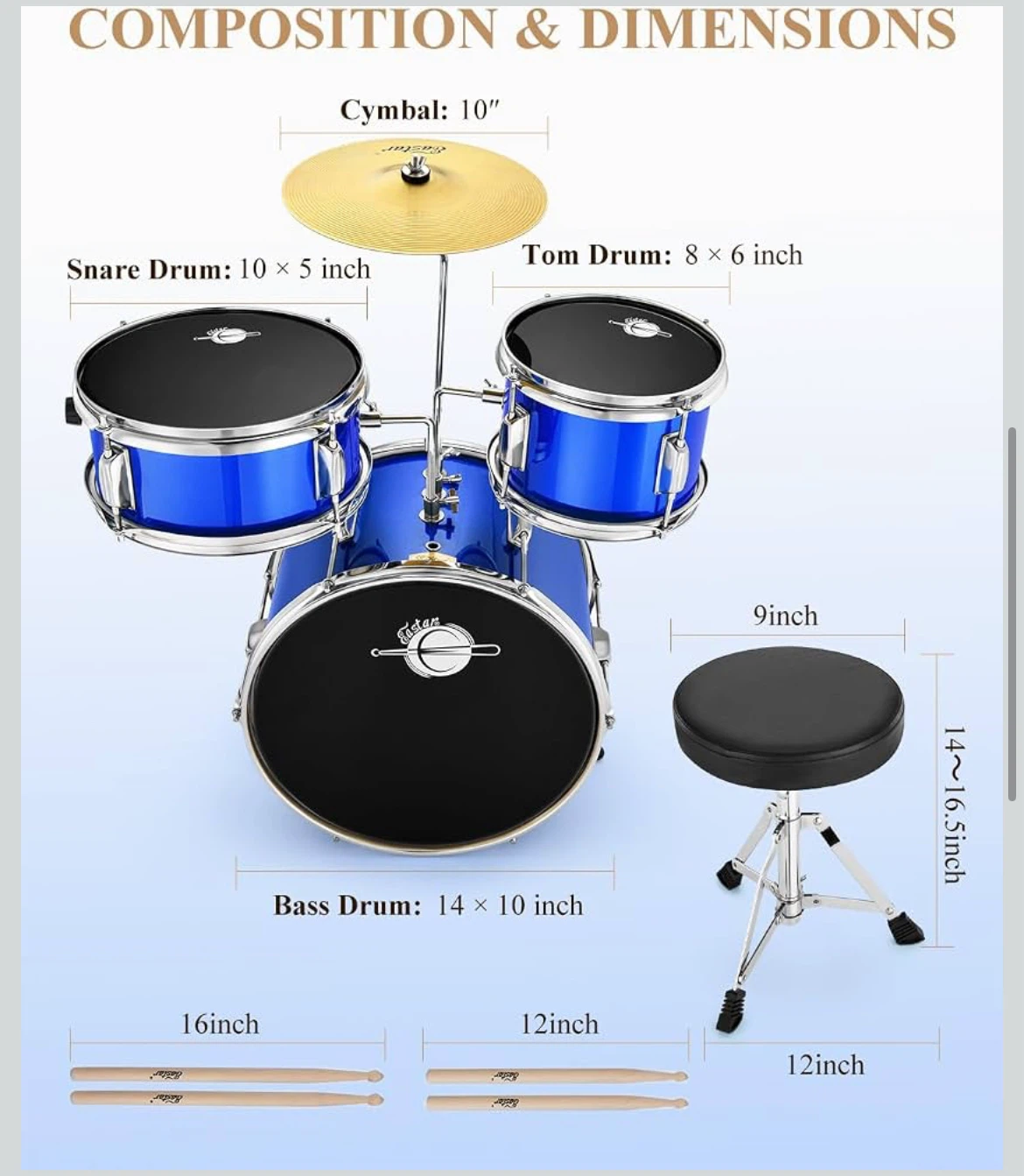 Eastar Kids Drum Set Blue - photo 2