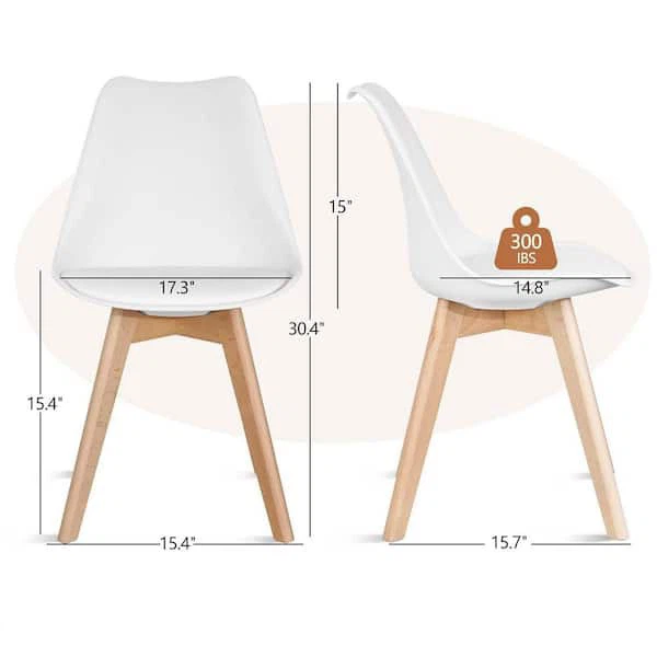 Modern Dining Chairs Set of 4 Mid Century Padded Seat Side Chair - photo 3