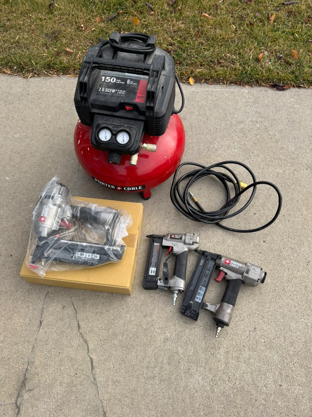 Porter-Cable Air Compressor and 3 Nailer Set