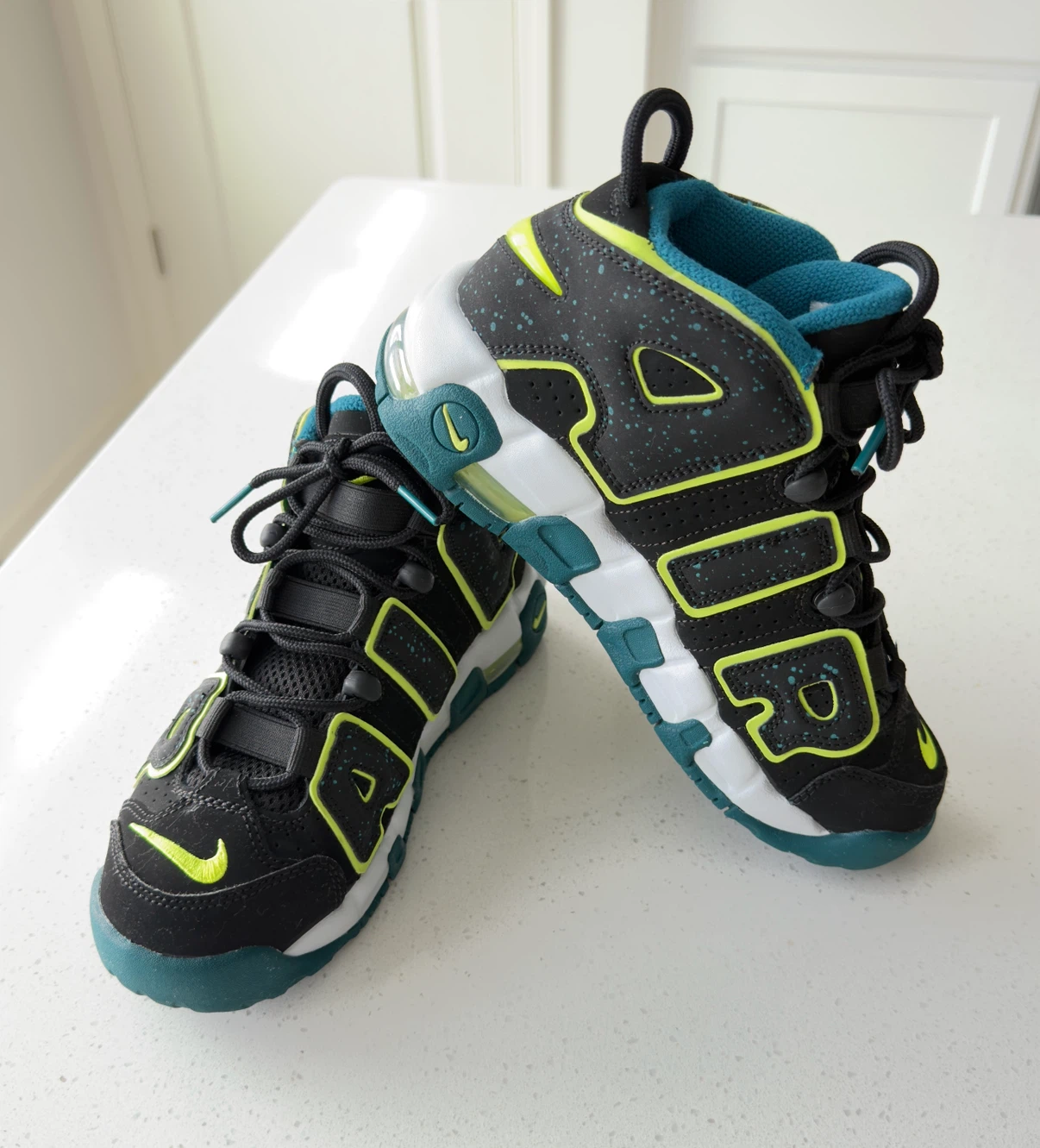 🔥 Nike Air More Uptempo (Black/Green) Size 4.5Y – LIKE NEW!