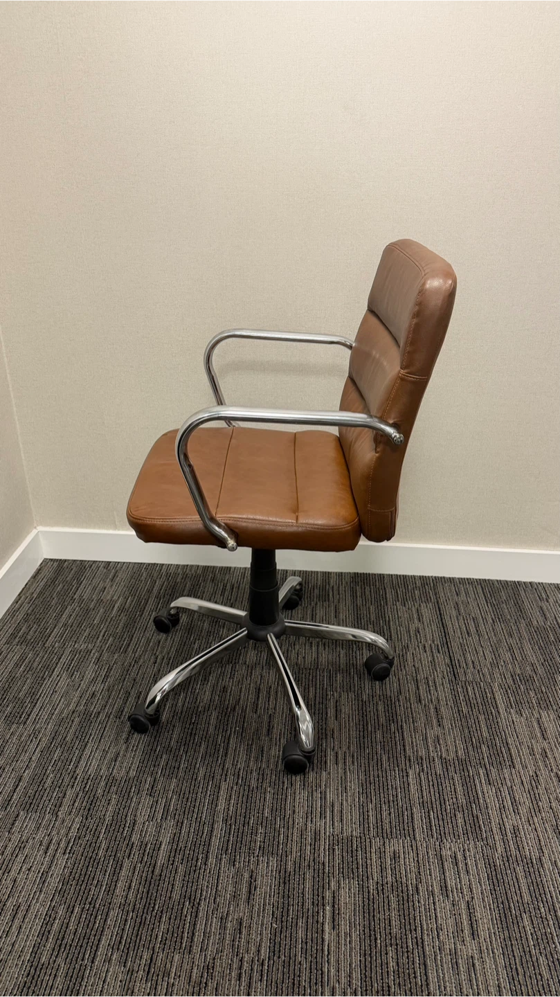 Faux Leather Office Chair with Arms 360° Swivel, Brown - photo 2