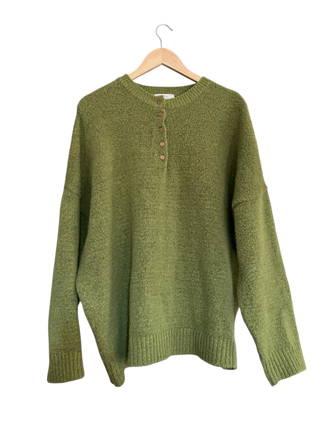 Oak & Fort Olive Green Button Henley Sweater