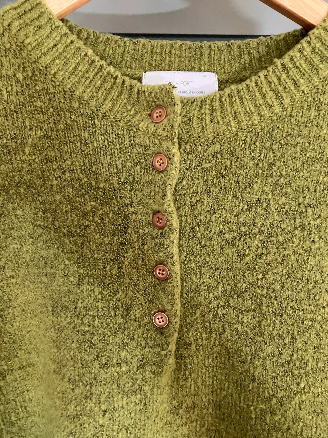 Oak & Fort Olive Green Button Henley Sweater - photo 3