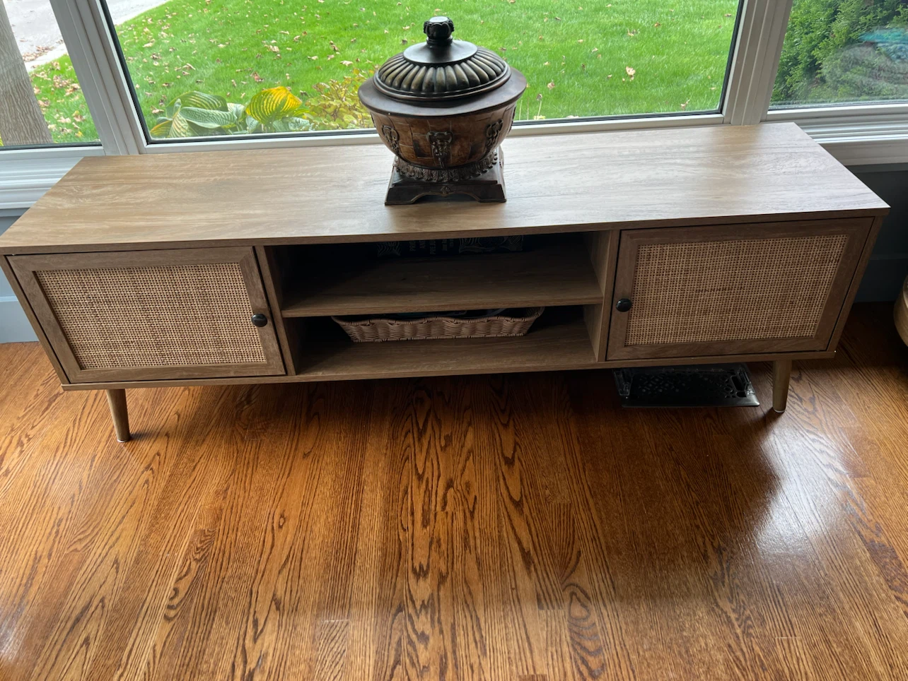 Mid-Century Style Rattan Media Console