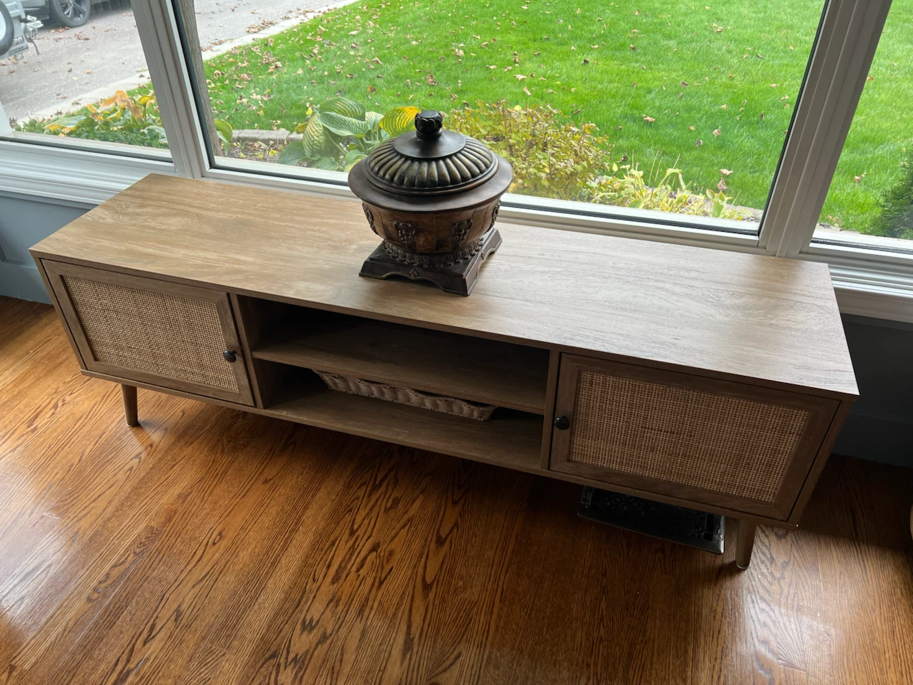 Mid-Century Style Rattan Media Console - photo 2