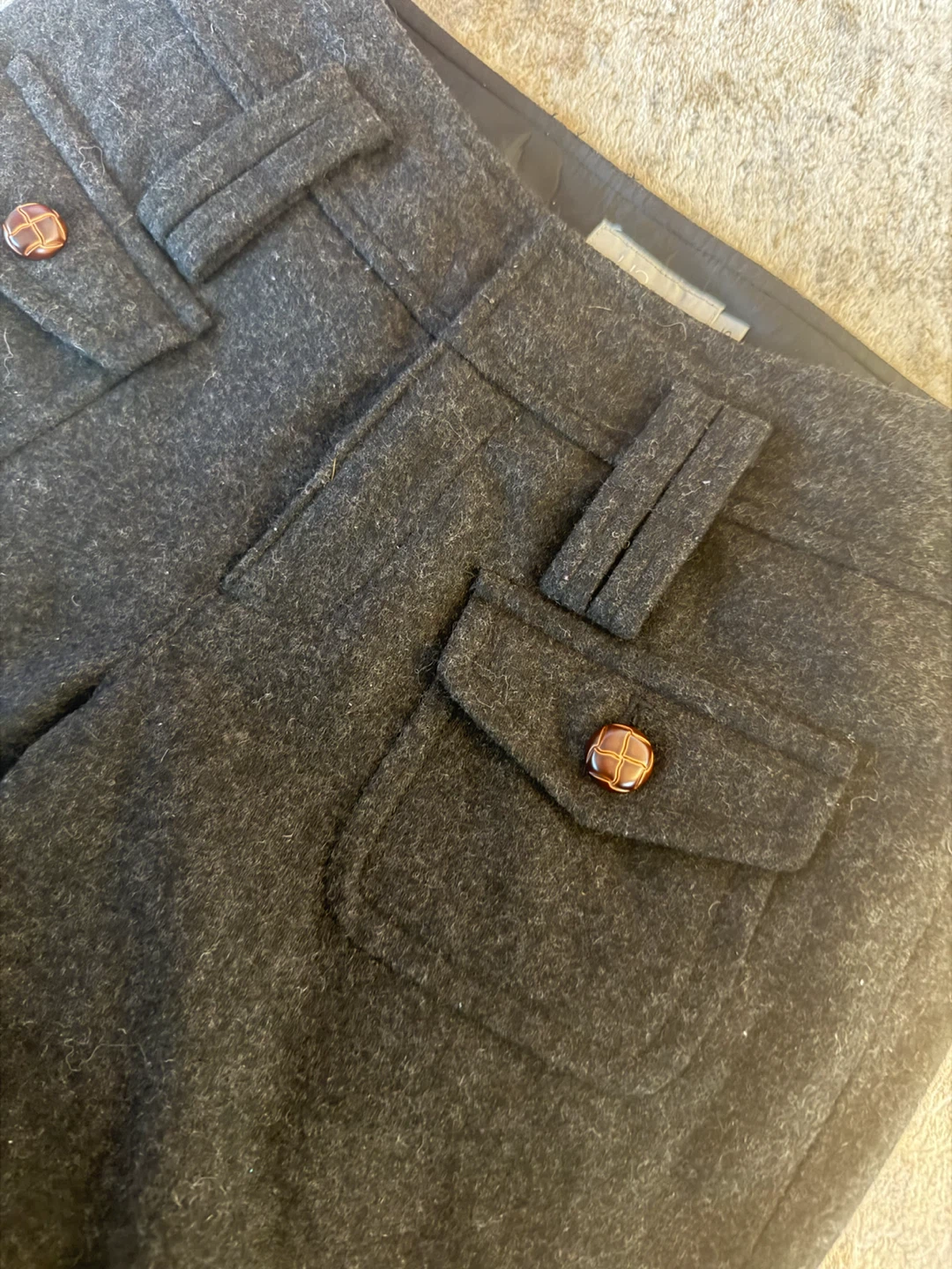 Charcoal Grey Wool-Blend Cuffed Trousers - photo 5