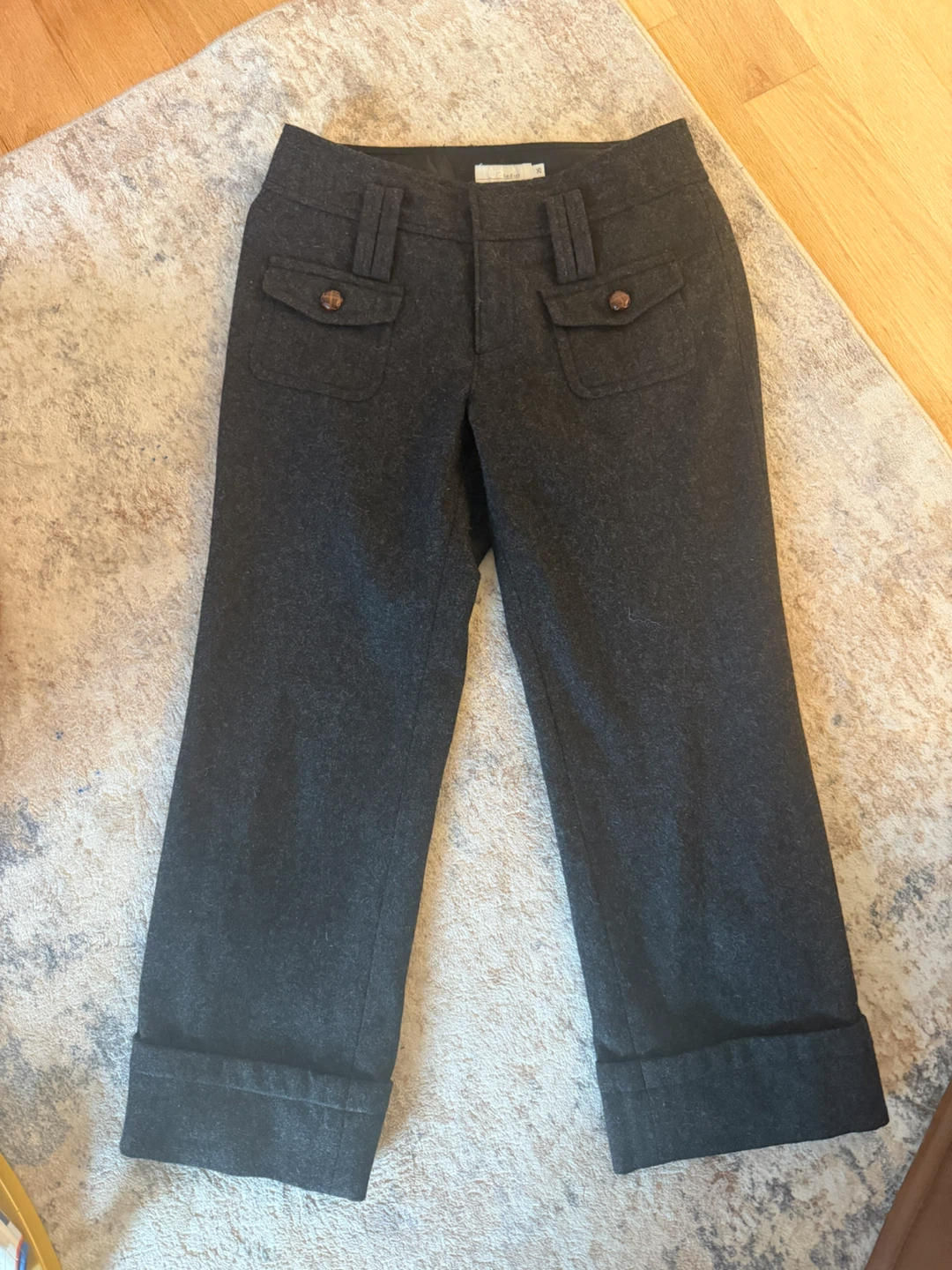 Charcoal Grey Wool-Blend Cuffed Trousers - photo 2