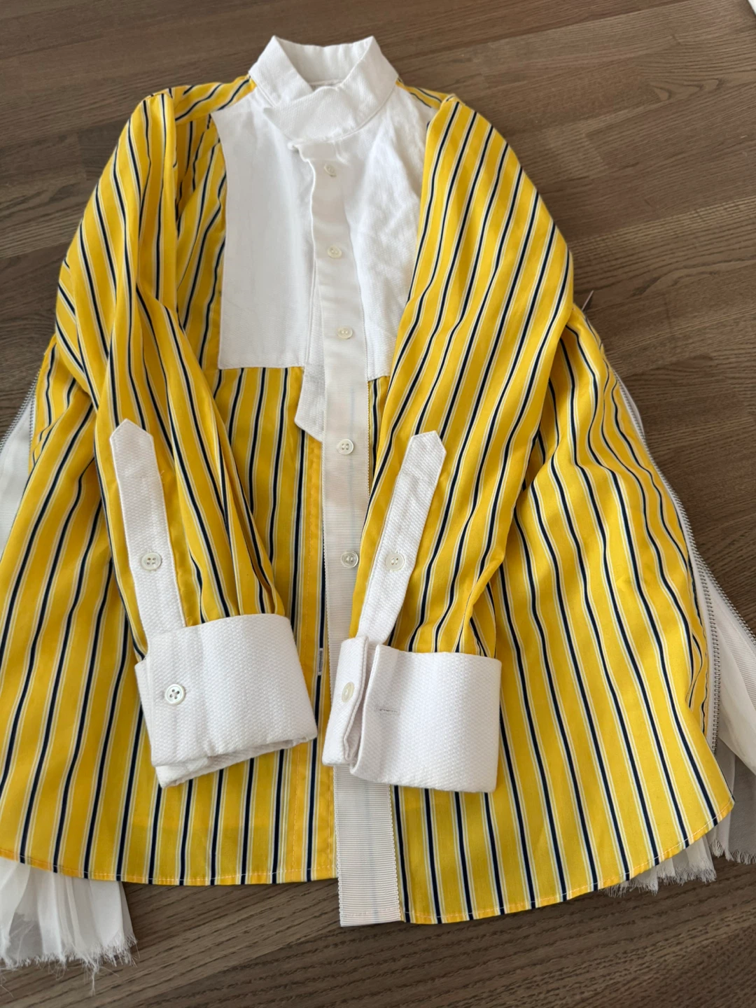 Sacai Striped Pleated Blouse