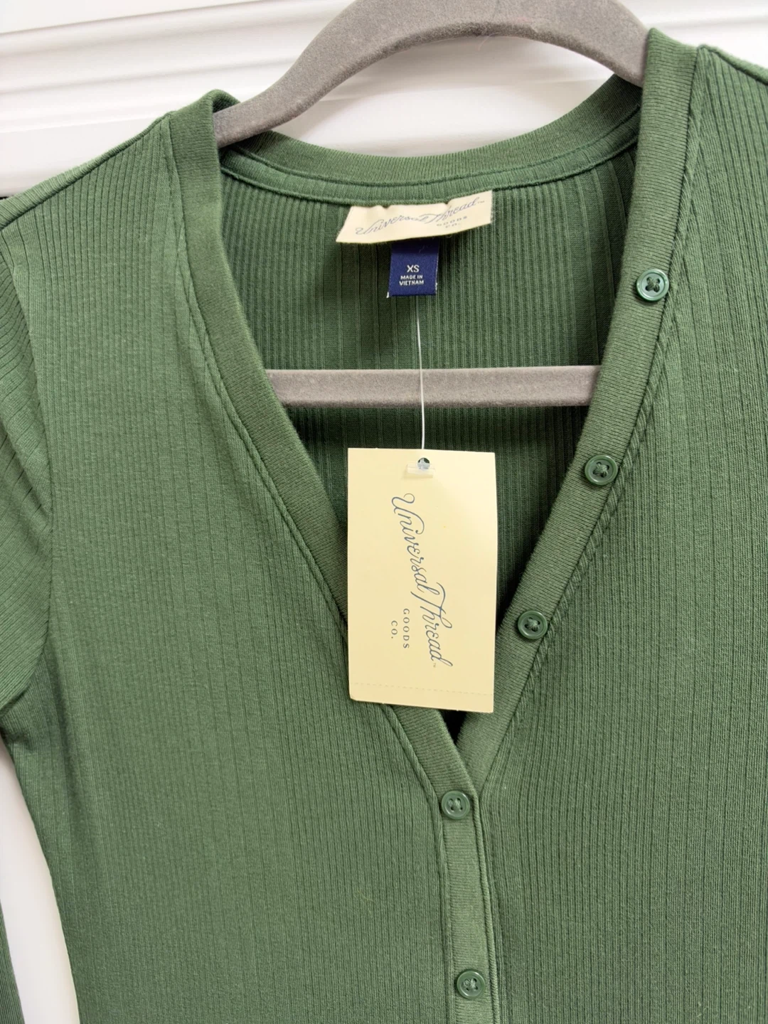 Universal Thread Ribbed Button-Down Dress Green XS - photo 2