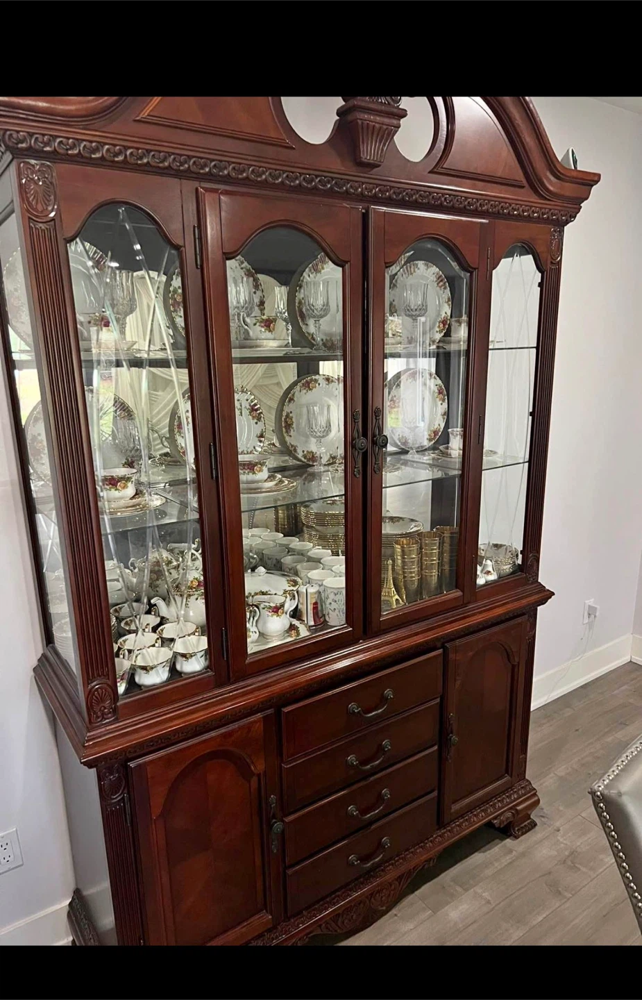 Traditional Wood China Cabinet