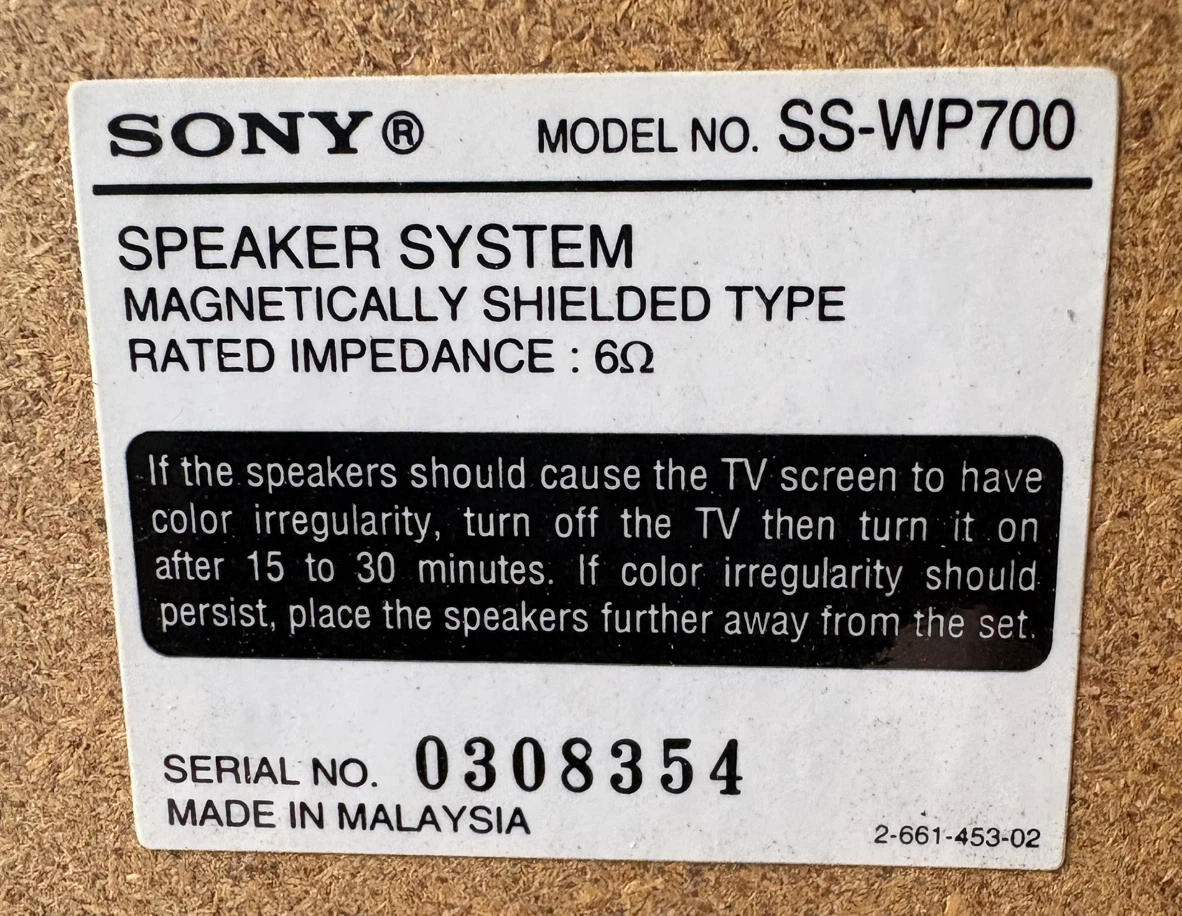 Sony SS-WP700 5.1 Channel Home Speaker System - photo 2