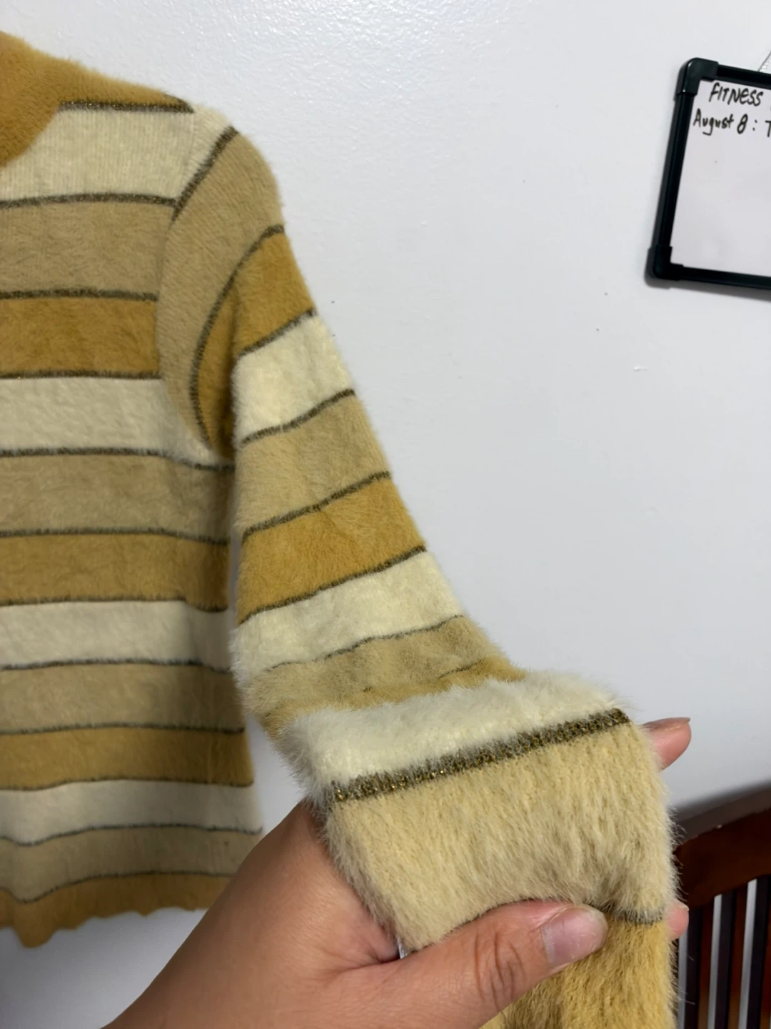 Striped Mock Neck Fuzzy Sweater - photo 3