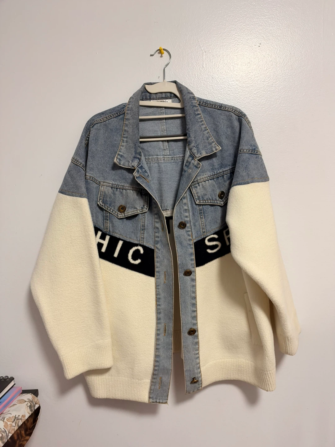 Denim and Fleece Panel Jacket