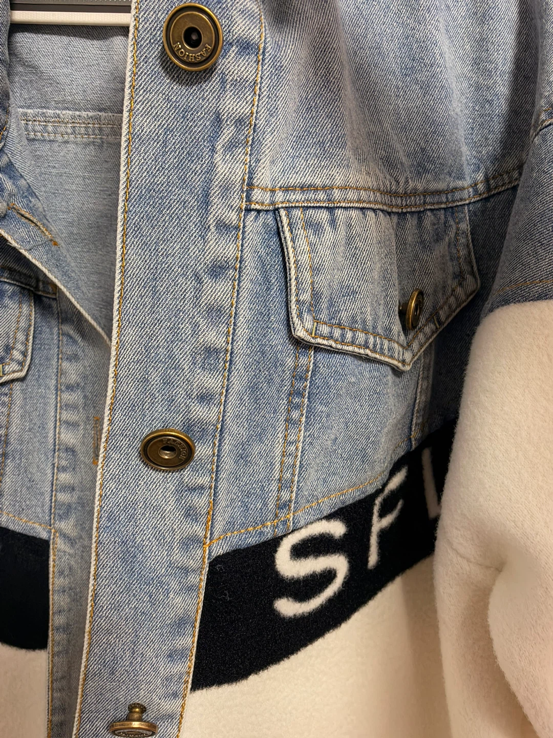 Denim and Fleece Panel Jacket - photo 4