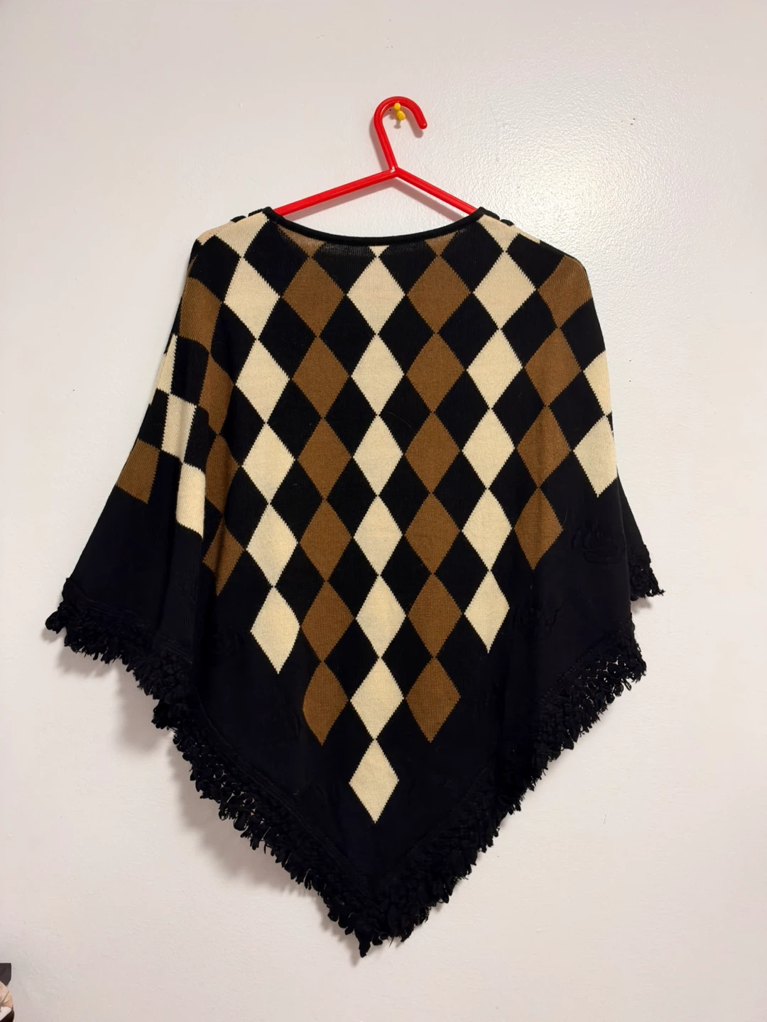 Argyle Knit Poncho