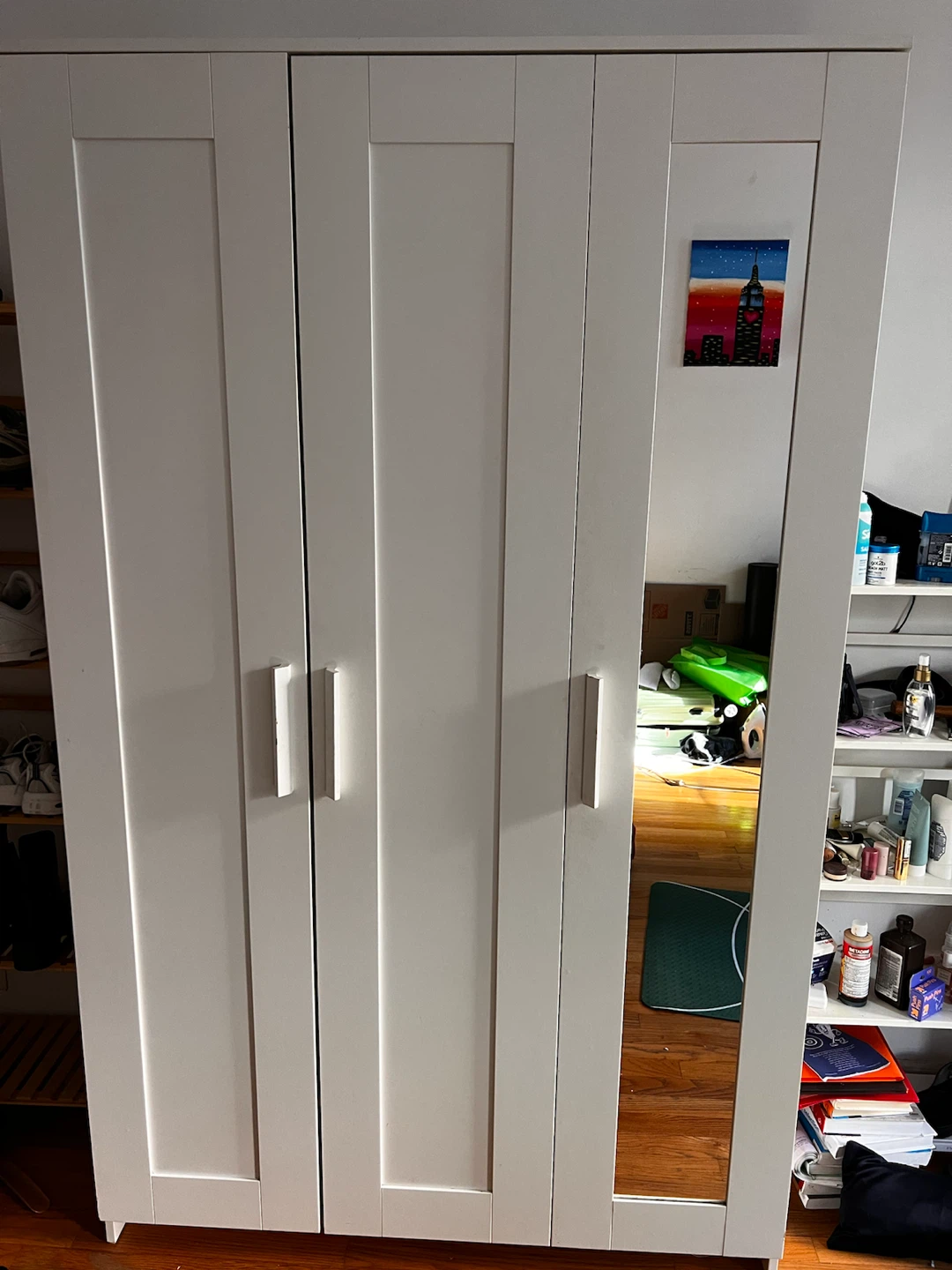 IKEA White Wardrobe with Mirror