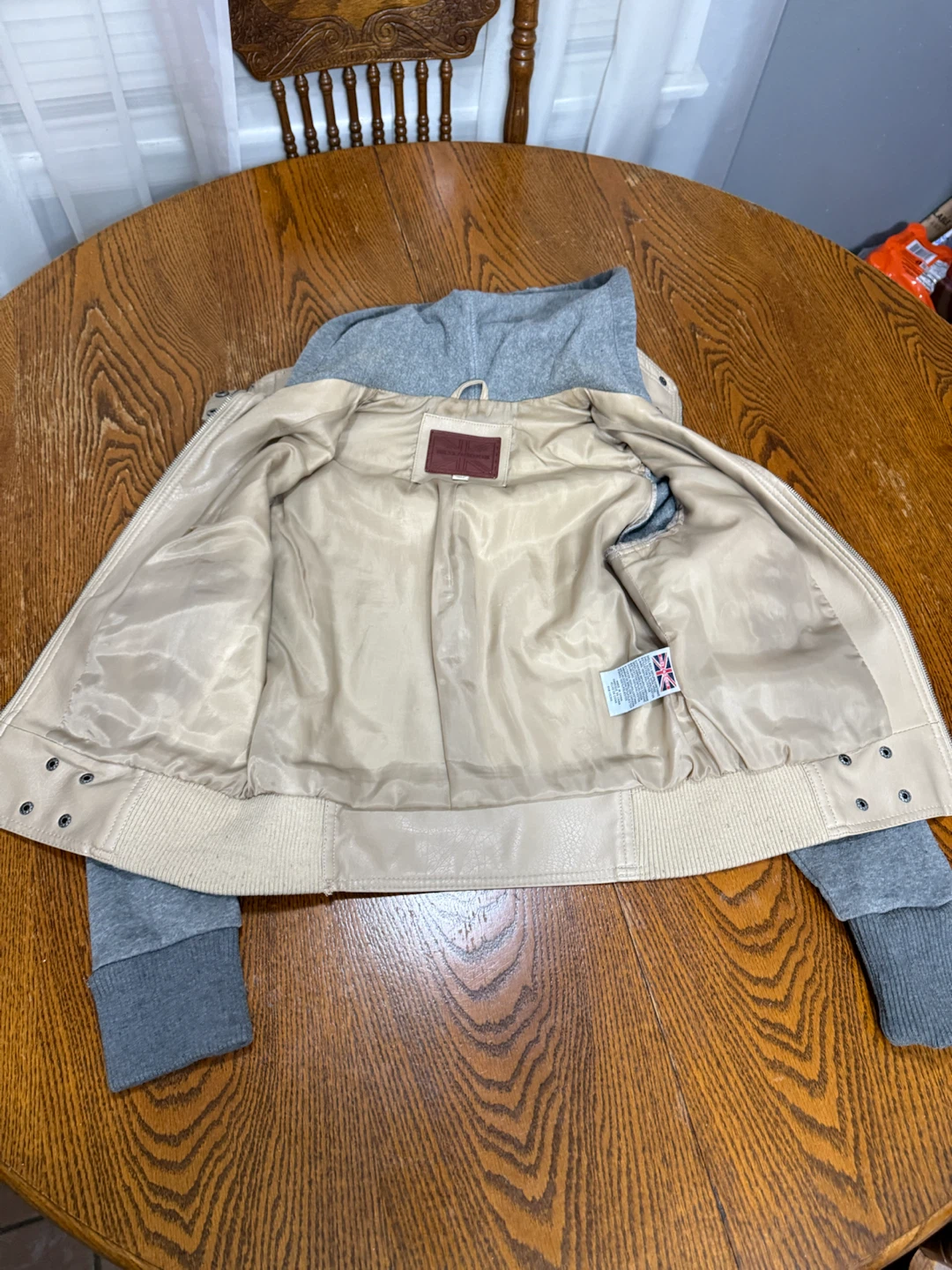 Brian Lichtenberg Cream Faux Leather Jacket with Hoodie - photo 2