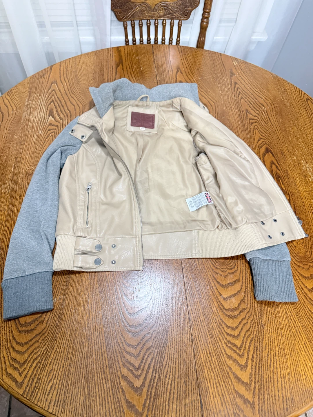 Brian Lichtenberg Cream Faux Leather Jacket with Hoodie - photo 3