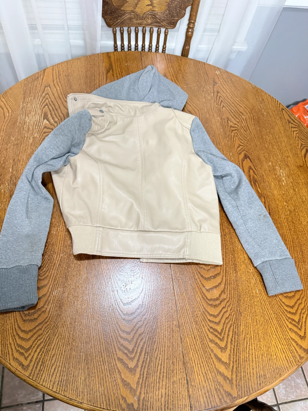Brian Lichtenberg Cream Faux Leather Jacket with Hoodie - photo 5