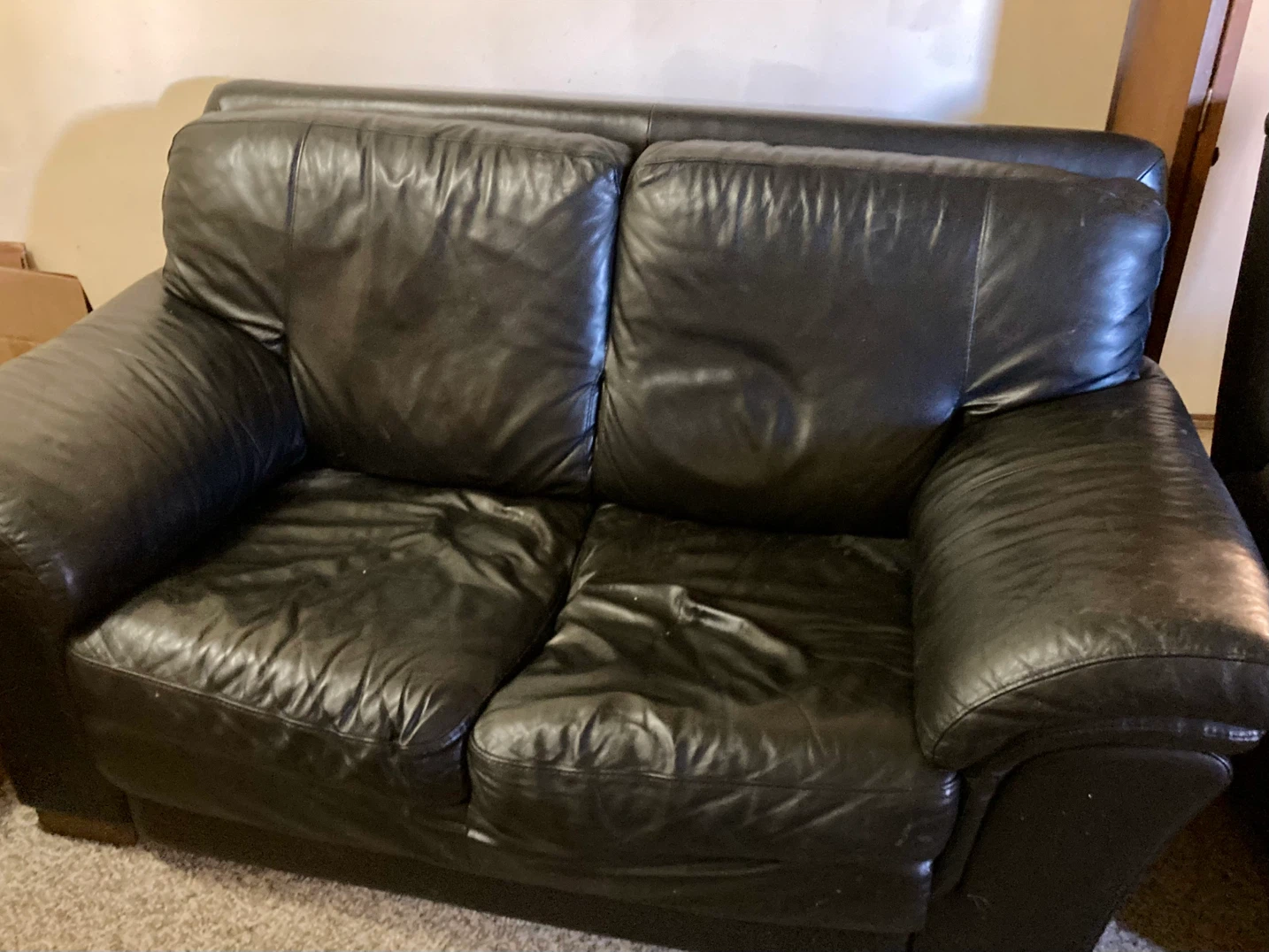 FREE MUST GO BY OCT.19 Black Leather Loveseat and Armchair Set