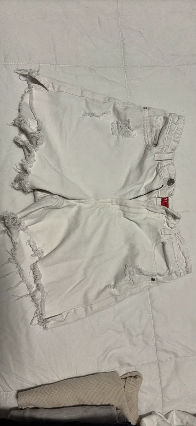 Guess White Distressed Denim Shorts - photo 2