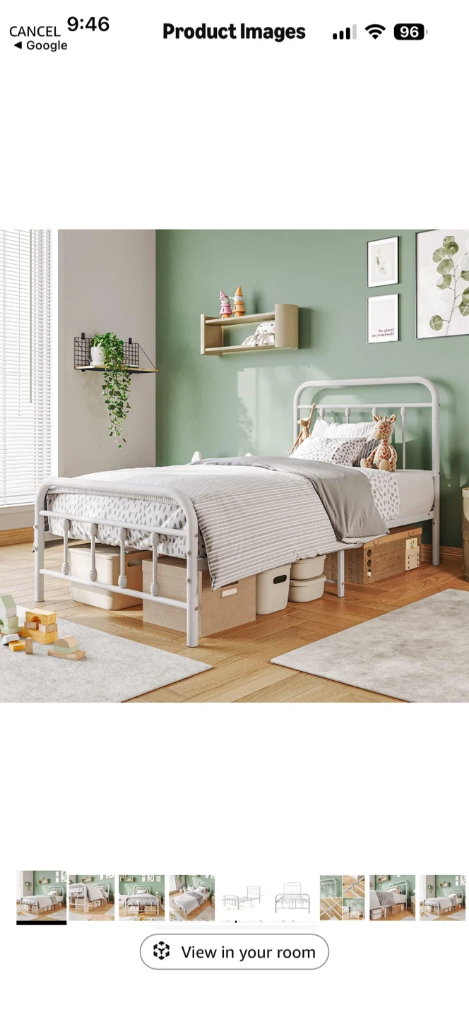 White Metal Twin Bed Frame - photo 3