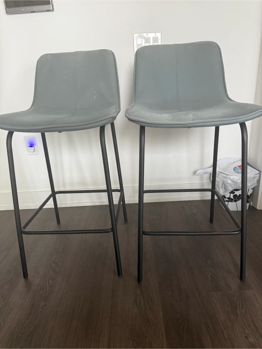Set of Two Grey Bar Stools
