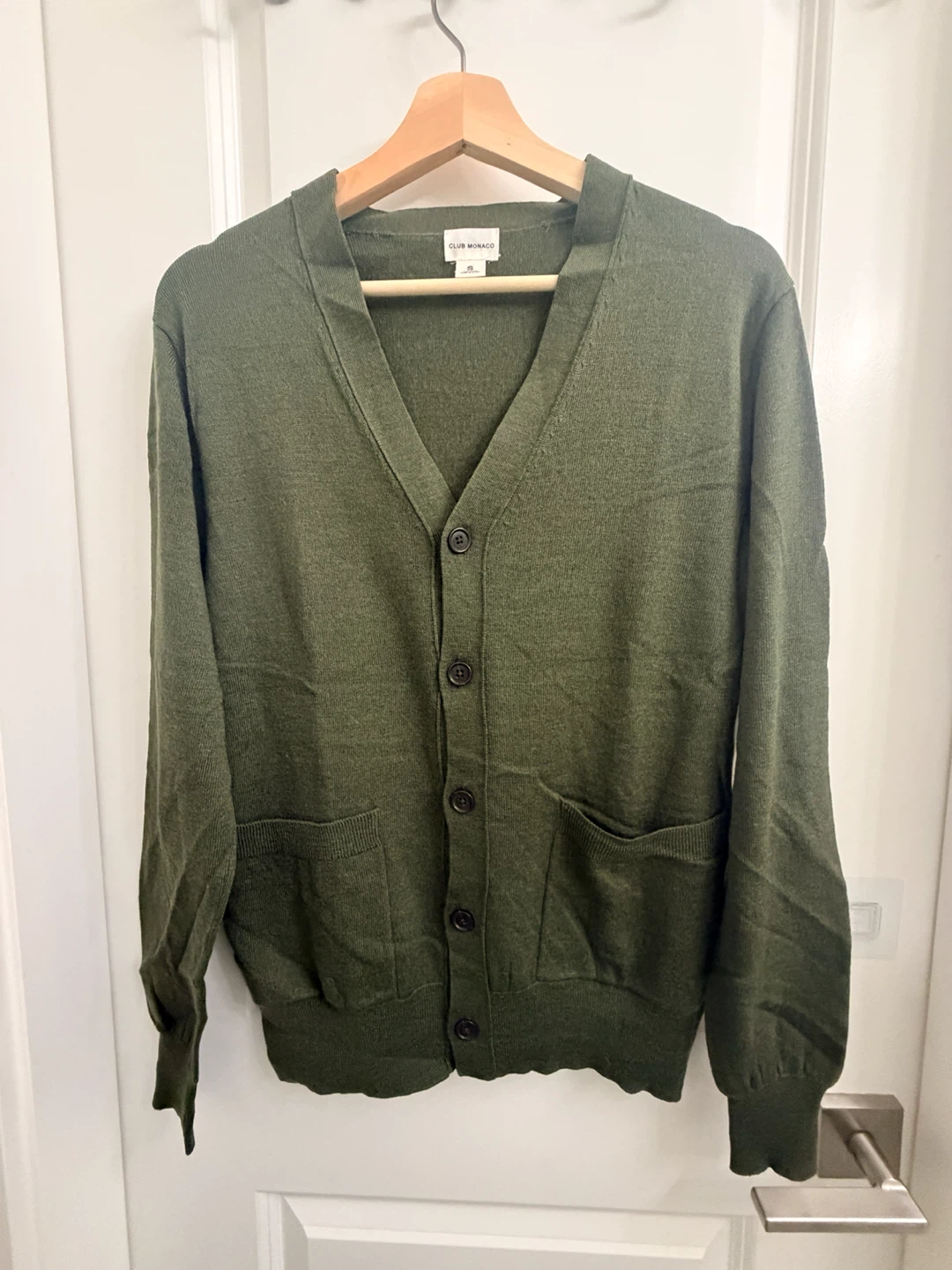 Club Monaco Olive Green Wool Cardigan