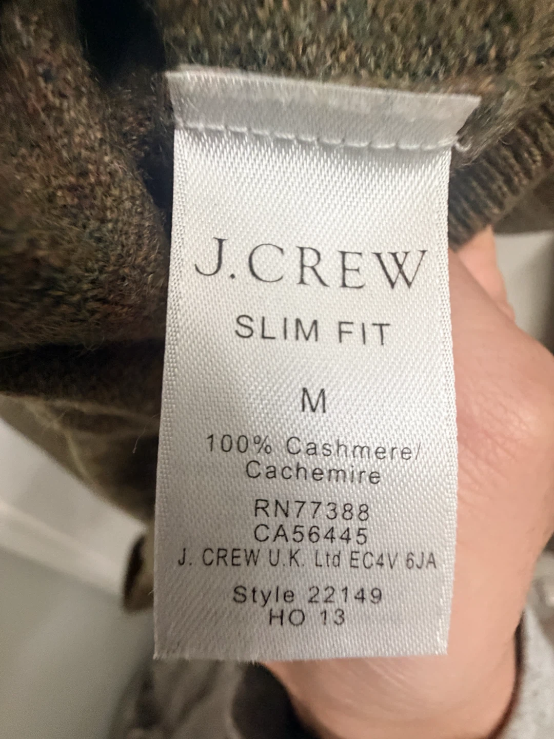 J.Crew Slim Fit Italian Cashmere Sweater - Green - Size M - photo 4