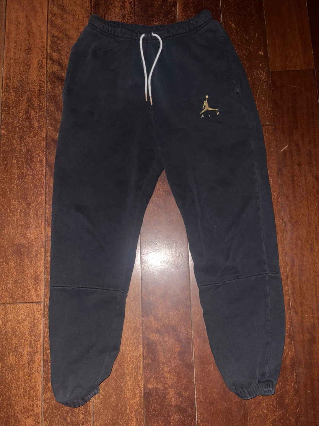 Jordan Men's Fleece Jogger Pants Black Gold Jumpman Logo Size M