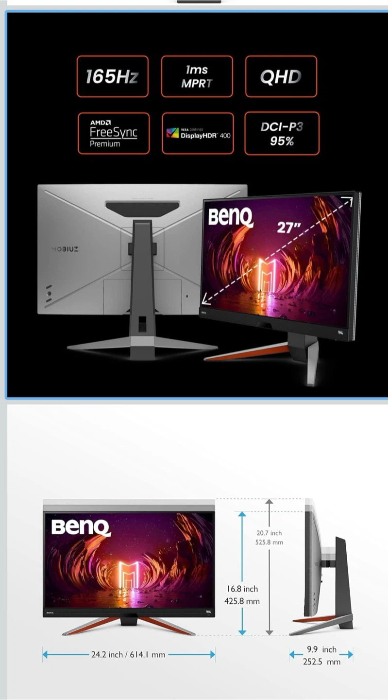 BenQ MOBIUZ 27 inch QHD Gaming Monitor