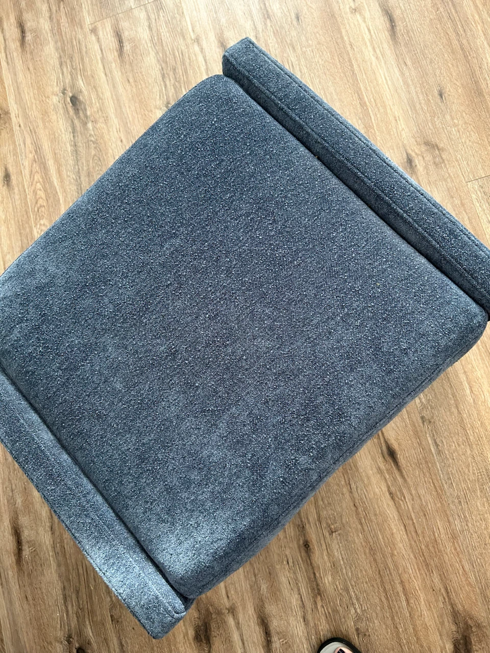 Grey-Blue Fabric Ottoman/ Stool