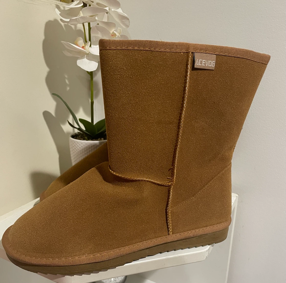ACEVOG Brown Suede Winter Boots Size 43
