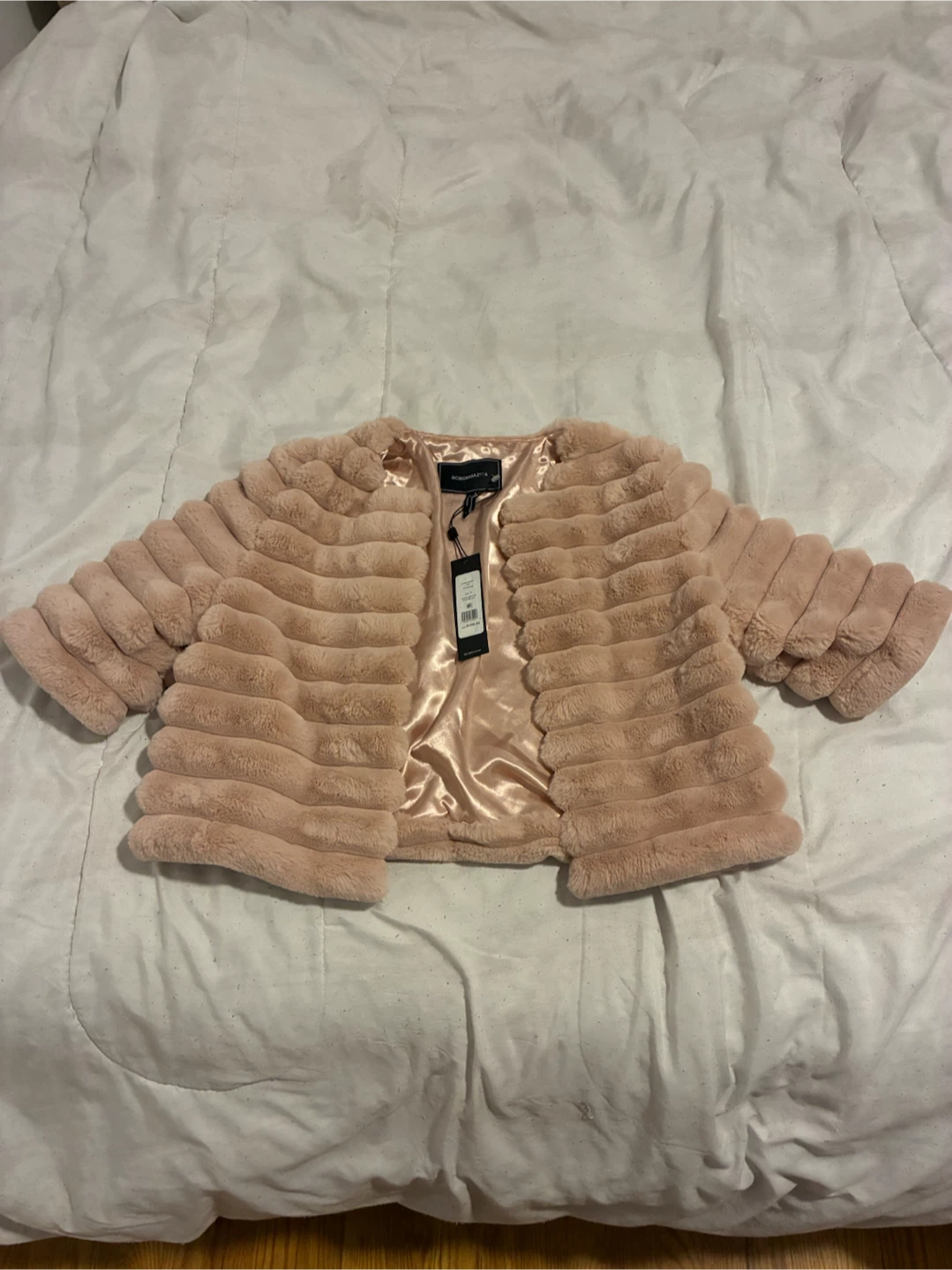BCBGMAXAZRIA Faux Fur Jacket Pink