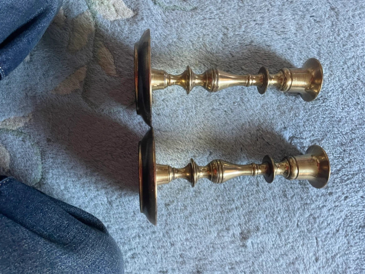 Set of Two Vintage Brass Candlesticks