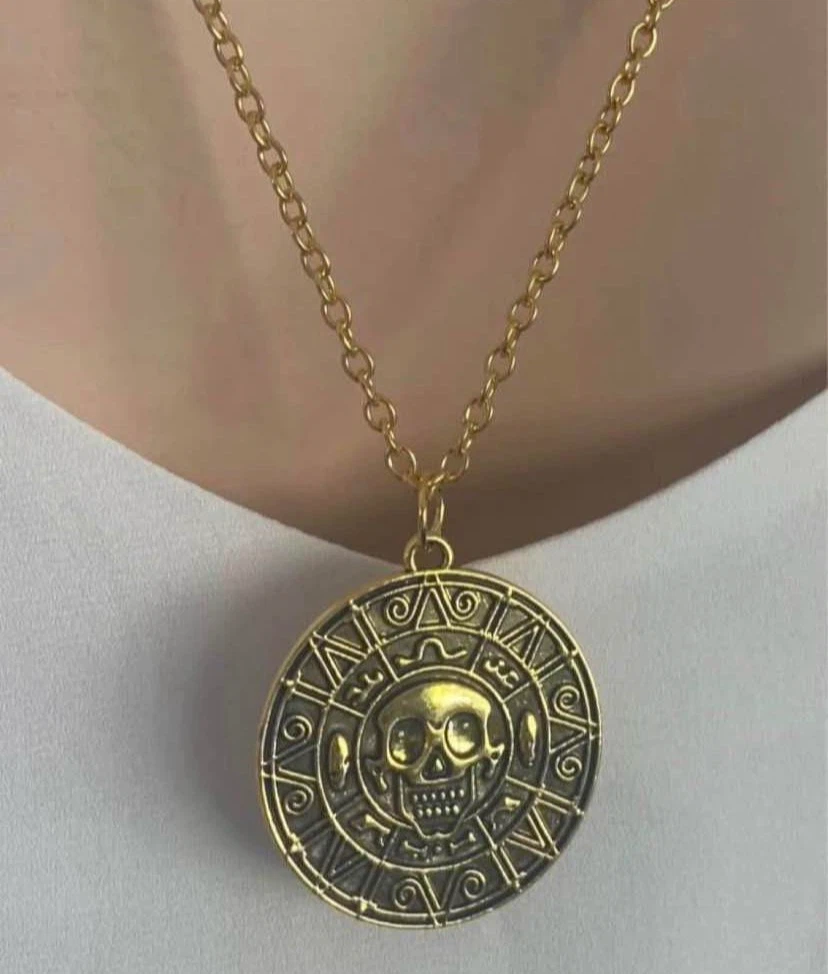 Pirates of the Caribbean Gold Skull Aztec Coin Necklace - photo 5