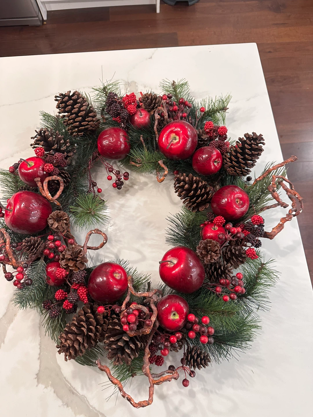 Artificial Apple and Pinecone Christmas Wreath - photo 3