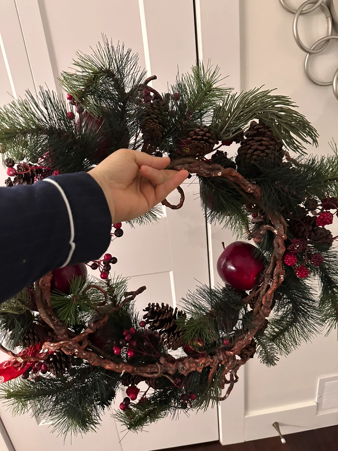 Artificial Apple and Pinecone Christmas Wreath - photo 5