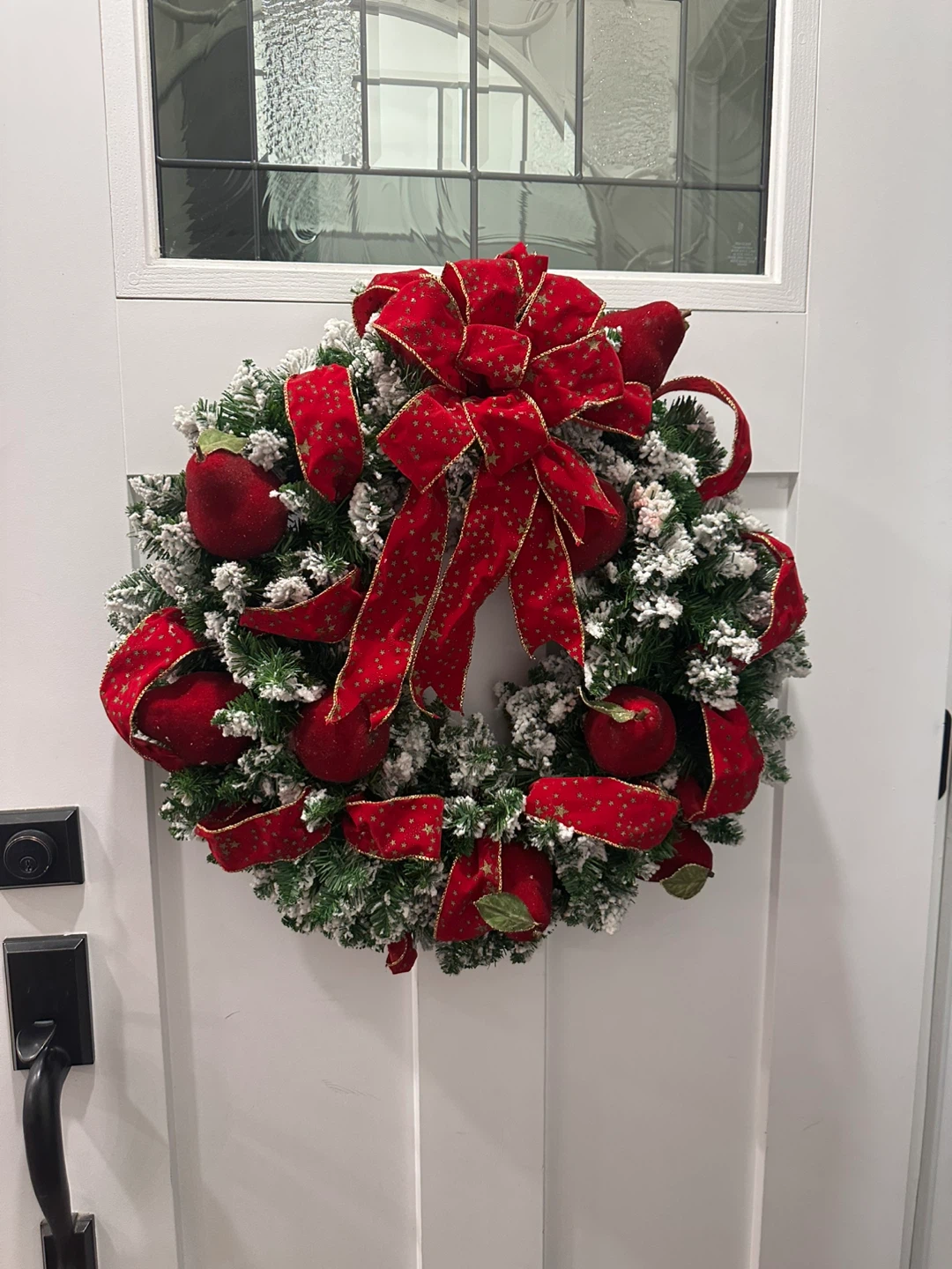 Festive Christmas Wreath with Red Pears